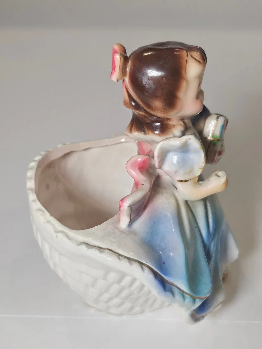 Rubens Originals Mid Century Party Girl Ceramic Planter Japan Blue Dress